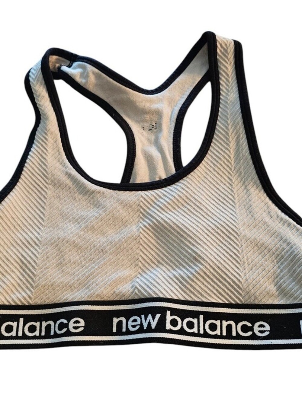 New Balance Womens Sz S Medium Impact Sports Bra Light Gray Racerback